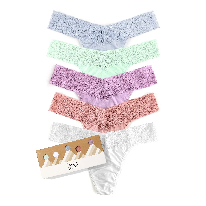 5-Pack Cotton Original Rise Thong | Dove Grey/Cucumber/Waterlily/Rooibos/White