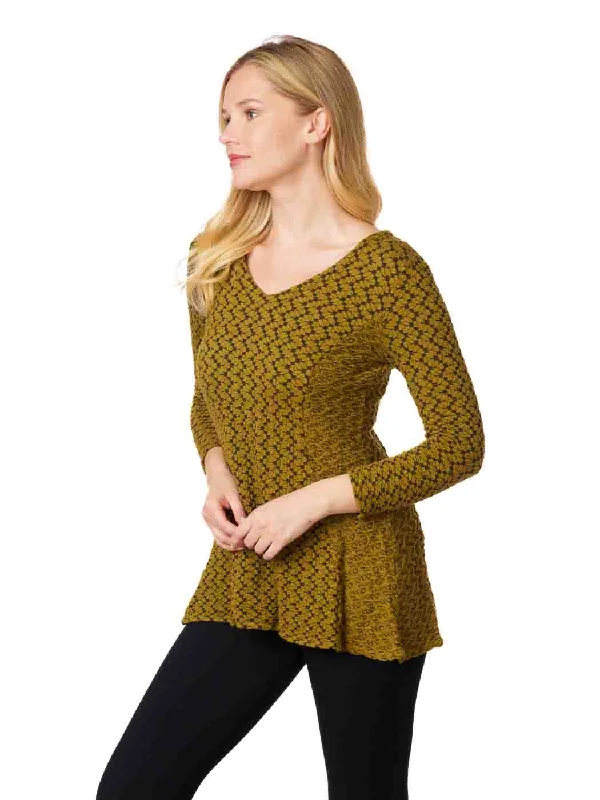 Tianello "Silvia" Taupe Knit Jacquard "Peyton" Tunic