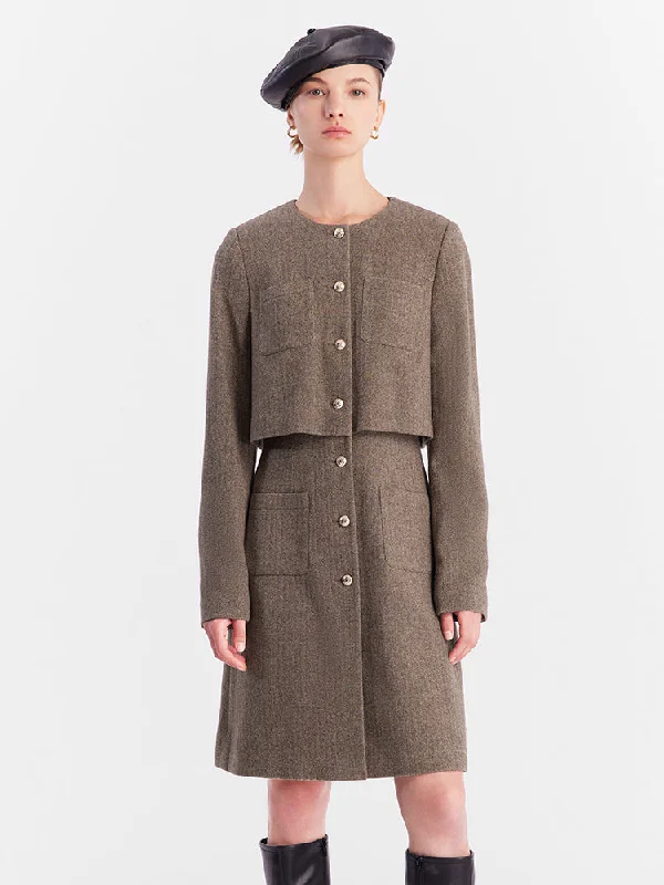 Washable Woolen Fake Two-Piece Dress