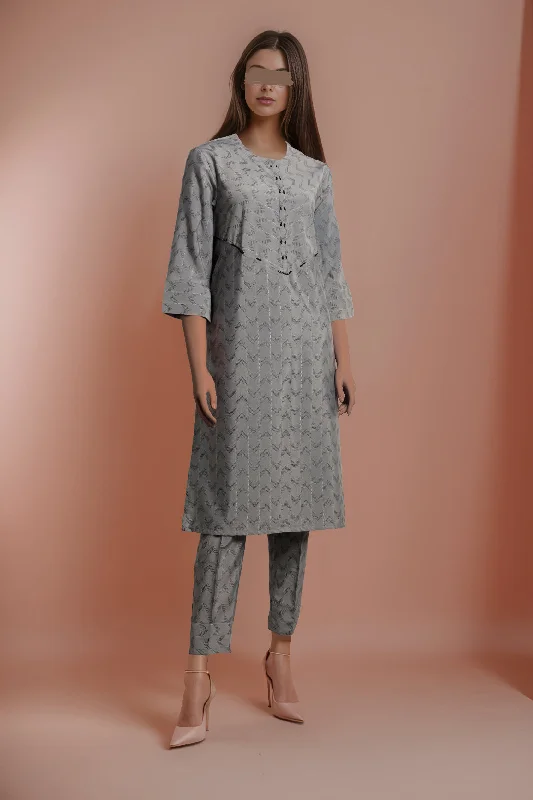 Cotton Jacquard Stitched 2 Piece (Shirt/Trouser)