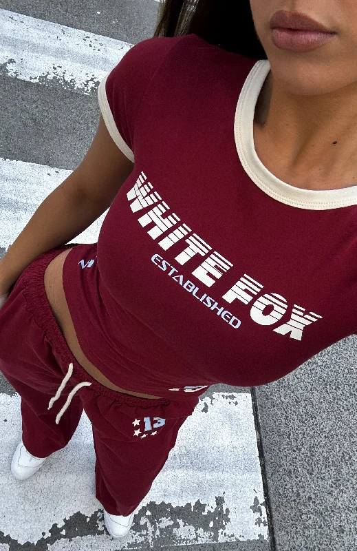 Full Schedule Baby Tee Burgundy