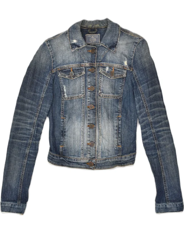 GUESS Womens Denim Jacket UK 6 XS Blue Cotton