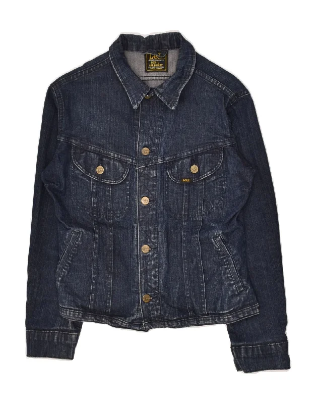 LEE Womens Denim Jacket UK 14 Large Navy Blue