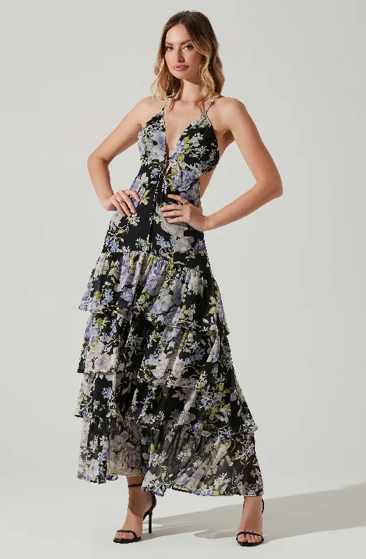 Aneira Floral Tiered Maxi Dress