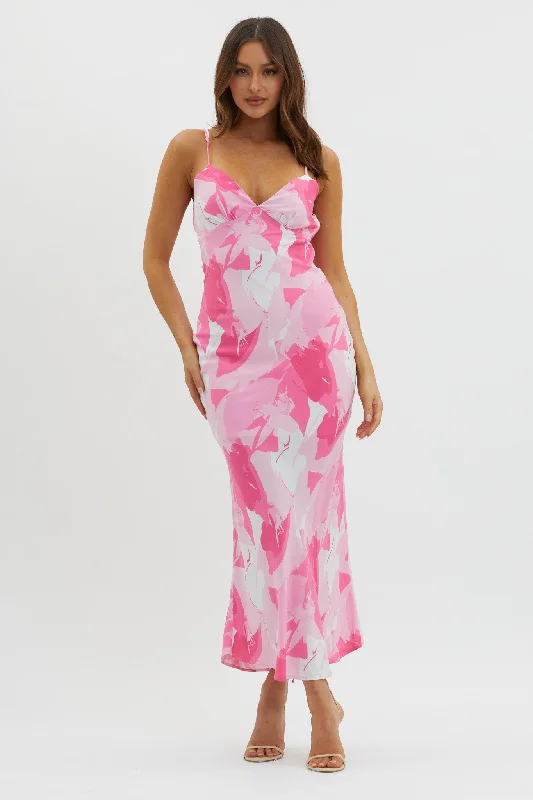 Ciao, Bella Tie Back Print Dress Pink