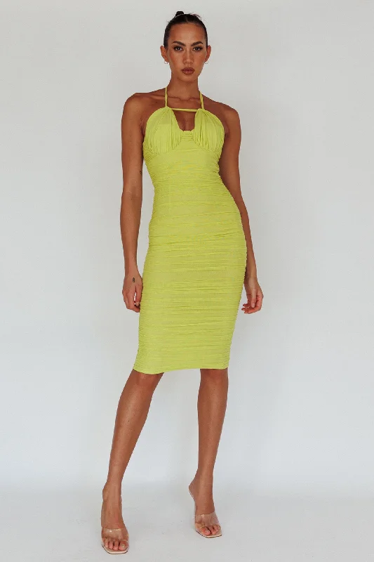 Maribella Halterneck Midi Dress Lime