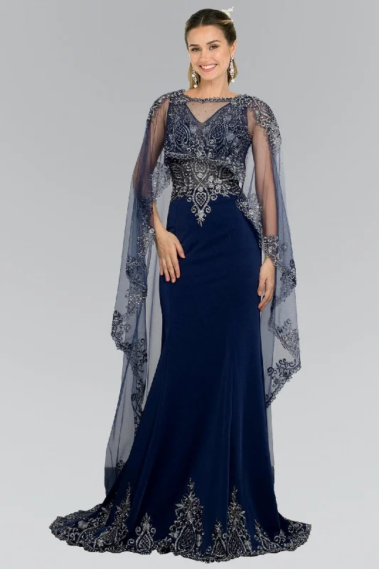 Long Evening Gown Prom Cape Dress